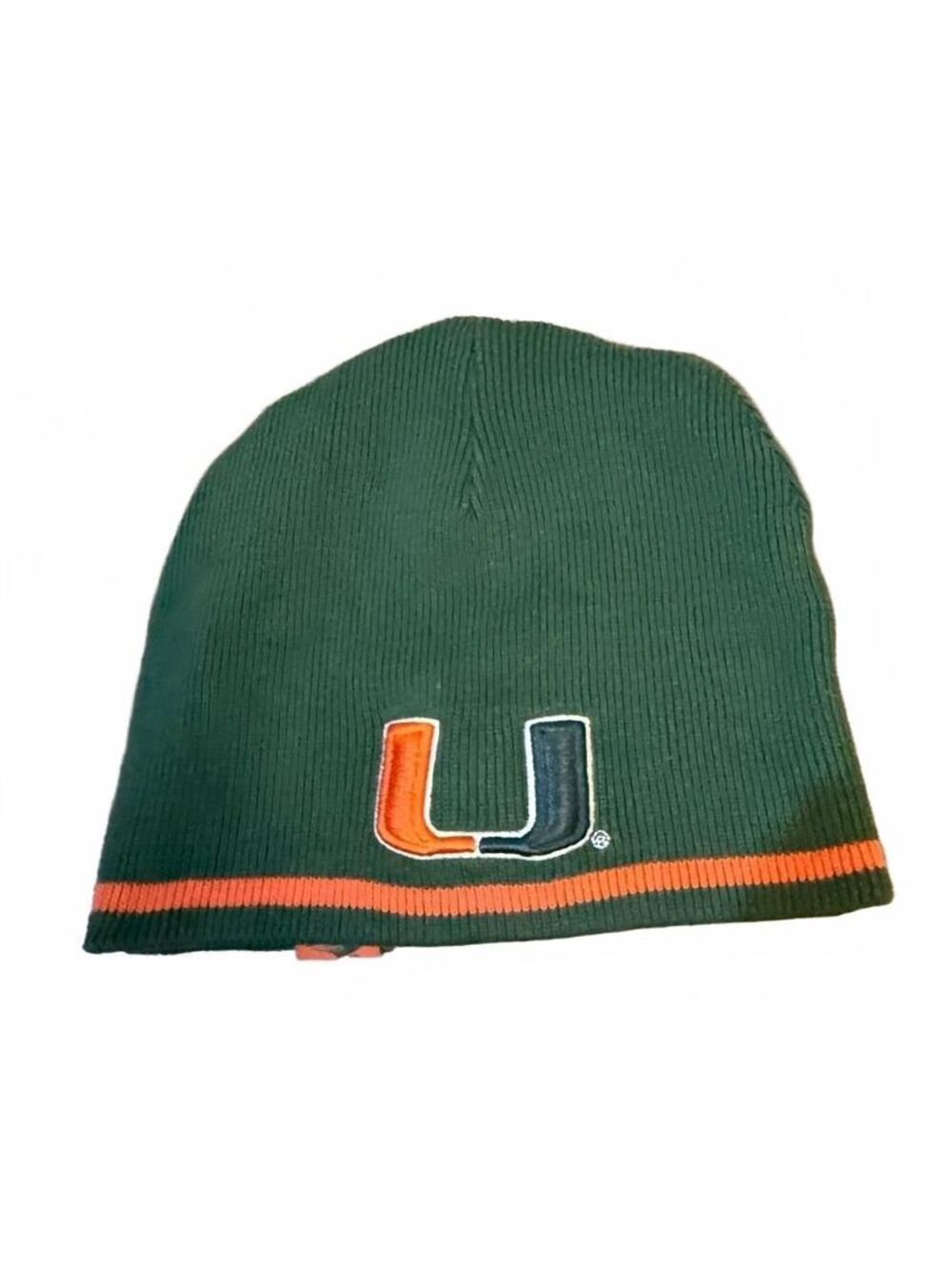 Y2K Champs sports green/ orange Miami Hurricanes knit beanie